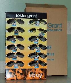 12 Vintage NWT Foster Grant Aviator Tempered Glass Sunglasses Store Display &Box