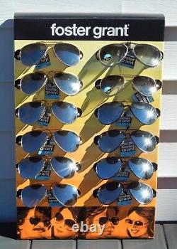 12 Vintage NWT Foster Grant Aviator Tempered Glass Sunglasses Store Display &Box