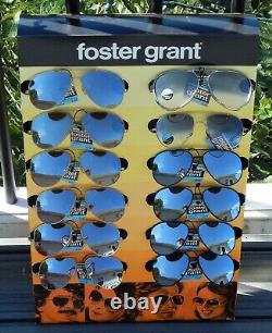 12 Vintage NWT Foster Grant Aviator Tempered Glass Sunglasses Store Display &Box