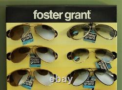 12 Vintage NWT Foster Grant Aviator Tempered Glass Sunglasses Store Display &Box