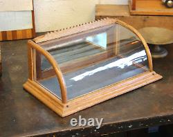 1900s Antique Curved Glass Counter Showcase General Store Display Case Oak EXC