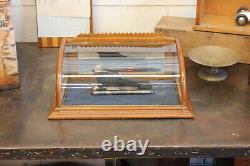 1900s Antique Curved Glass Counter Showcase General Store Display Case Oak EXC