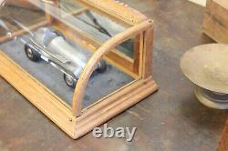 1900s Antique Curved Glass Counter Showcase General Store Display Case Oak EXC