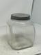 1920`s-30s Counter Display Jar Glass Clear Tin Screw-on Cover 6x6x7
