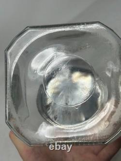 1920`s-30s Counter Display Jar Glass Clear Tin Screw-on Cover 6x6x7