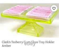 1920's Clark's Teaberry Chewing Gum Uranium Glass Store Display Stand Footed
