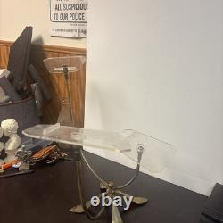 1930s ART DECO Adjustable Tri SHOE STORE DISPLAY Stand Lucite, Brass & Cast Iron