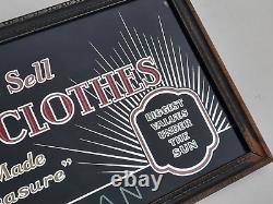 1930s Antique vtg Reverse Glass SIGN Born Clothes Fashion Art Deco Store Display