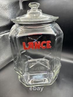 1930s LANCE 8 Sided Glass CRACKER JAR LANCE Store Display Advertising S2