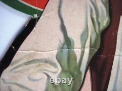 1948 Store Display for 7 UP Soda Man Holding Wooden Tray of Glass Bottles