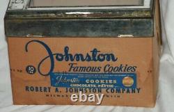 1950's Milwaukee Braves Johnston Cookies, Hinged Glass Door Store Display+4Cards