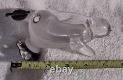 1950's Movie TV Prop MCM Lucite Penguin On Ice Skates Clear & Frosted 5 Tall