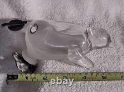 1950's Movie TV Prop MCM Lucite Penguin On Ice Skates Clear & Frosted 5 Tall