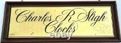 1950's Original CHARLES R SLIGH CLOCKS Advertising Wood & Glass Display Sign