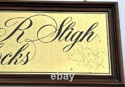 1950's Original CHARLES R SLIGH CLOCKS Advertising Wood & Glass Display Sign