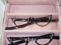 1950's Victory Optical Eyeglass Salesman Store Sample Case 3 MCM Cat Eyes Frames