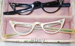 1950's Victory Optical Eyeglass Salesman Store Sample Case 3 MCM Cat Eyes Frames