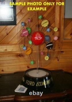 1953 FORD TRUCK DEALER Lighted Glass Store Display Motion Auto Car Sign Base