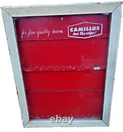 1957 RAREVintage Camillus Pocket Knife Counter Store Display with Lime Oak Frame