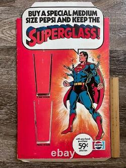 1977 Pepsi DC Glass Superglass! Store Point of Purchase Display Superman 24 x 14