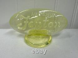 1980 FENTON FAGCA Opalescent Uranium Vaseline Glass Oval Dealer Sign LOGO