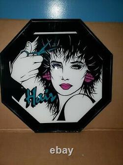 1980s Large glass Lighted Sign Hair Products Display Beauty Salon