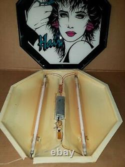 1980s Large glass Lighted Sign Hair Products Display Beauty Salon