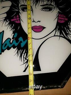 1980s Large glass Lighted Sign Hair Products Display Beauty Salon
