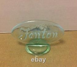 1990s Fenton Ice Green Opalescent Glass Dealer Display Logo Store Shelf Sign