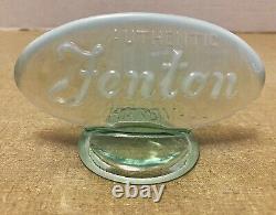 1990s Fenton Ice Green Opalescent Glass Dealer Display Logo Store Shelf Sign