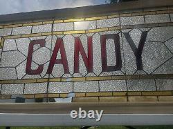 19th c. Antique Candy / General Store Stained Glass Window Sign Display