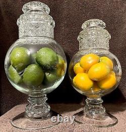 2 Antique Tiffin Dakota Apothecary Glass Candy Jar Store Display 12 & 14