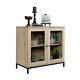 2-door Glass-fronted Charter Oak Finish Wooden Display Cabinet Or Tv Stand New