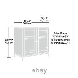 2-Door Glass-Fronted Wooden Display Cabinet or TV Stand, Charter Oak Finish