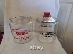 2 ORIGINAL TOM S PEANUTS GLASS JARS With 1 LID