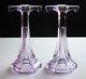 2 Set Sun Purple Glass Shelf Riser Pedestal Stand Support 12 Tall Antique