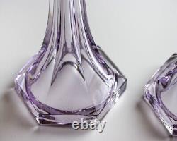 2 Set Sun Purple Glass Shelf Riser Pedestal Stand Support 12 Tall Antique