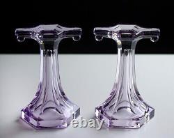 2 Set Sun Purple Glass Shelf Riser Pedestal Stand Support Vintage Heavy Antique