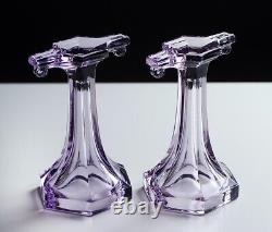 2 Set Sun Purple Glass Shelf Riser Pedestal Stand Support Vintage Heavy Antique