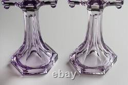 2 Set Sun Purple Glass Shelf Riser Pedestal Stand Support Vintage Heavy Antique