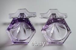 2 Set Sun Purple Glass Shelf Riser Pedestal Stand Support Vintage Heavy Antique