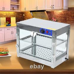 2-Tier Commercial Food Warmer Display Countertop Heat Food Pizza Store Cupboard