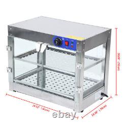 2-Tier Commercial Food Warmer Display Countertop Heat Food Pizza Store Cupboard