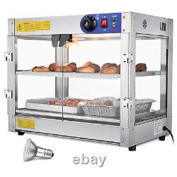 2-Tier Commercial Food Warmer Display Countertop Heat Food Pizza Store Cupboard