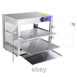 2 Tier Commercial Warmer Heat Food Tempered Glass Store Display Cases Cupboard