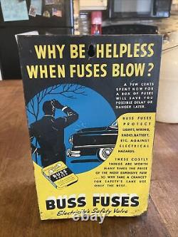 2 Vintage Buss Glass Fuse Displays. Advertising Gas Station Rack. 100's Of Fuses