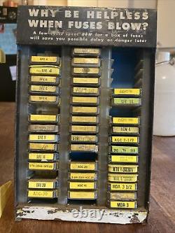 2 Vintage Buss Glass Fuse Displays. Advertising Gas Station Rack. 100's Of Fuses