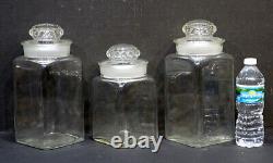 3 Antique TIFFIN DAKOTA GLASS Pharmacy APOTHECARY Drug Store Display CANDY JAR