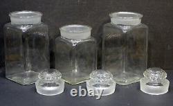 3 Antique TIFFIN DAKOTA GLASS Pharmacy APOTHECARY Drug Store Display CANDY JAR