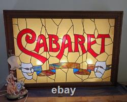 34x48 Vintage Leaded Glass Theater Display, Cabaret Dinner Theater, Colorado